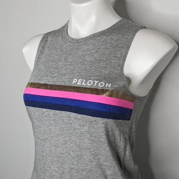 ✨3/$15 Spiritual Gangster Peloton grey striped workout tank top S - Picture 2 of 8